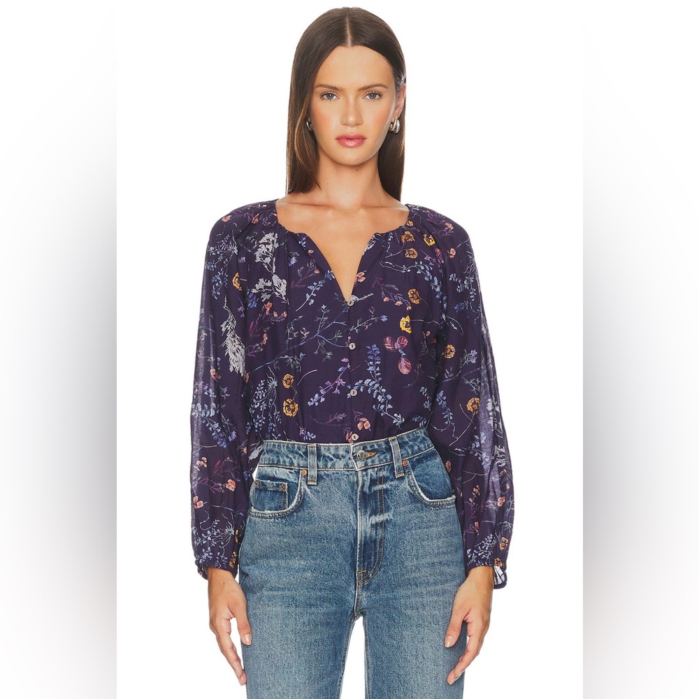 Cleobella Catherine Blouse - Viviana Print Floral V-Neck Blouse Purple
